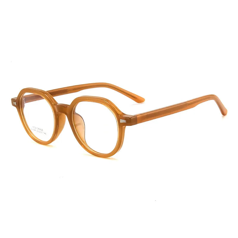 KatKani Unisex Full Rim Flat Top Polygon Tr 90 Eyeglasses 6848 Full Rim KatKani Eyeglasses Orange  