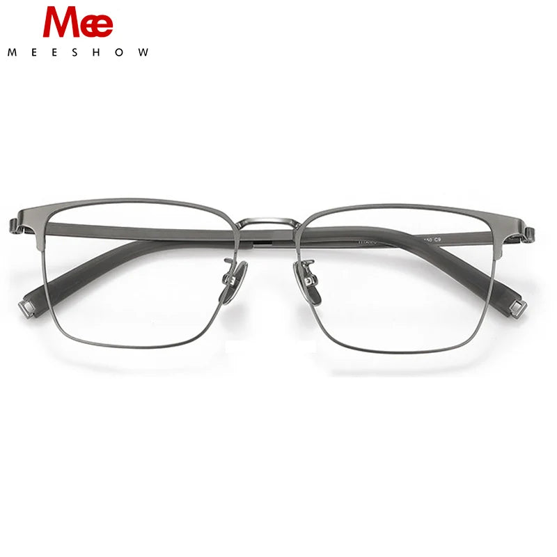 Meeshow Men's Full Rim Square Titanium Reading Glasses 26010