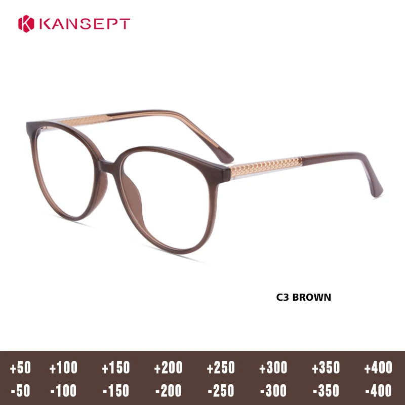 Kansept Women's Full Rim Oval Square Tr 90 Alloy Reading Glasses 25006
