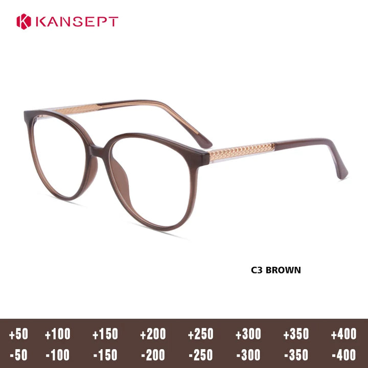 Kansept Women's Full Rim Oval Square Tr 90 Alloy Reading Glasses 25006