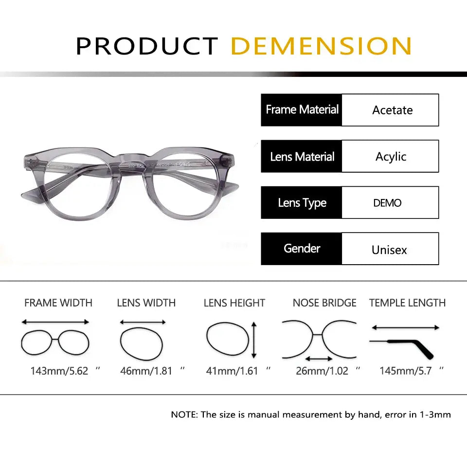 Esnbie 602218 Unisex Full Rim Square Round Acetate Frames FuzWeb