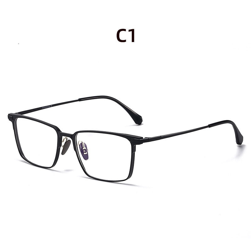 Hdcrafter Men's Full Rim Wide Square Titanium Eyeglasses 20221 Full Rim Hdcrafter Eyeglasses Black  