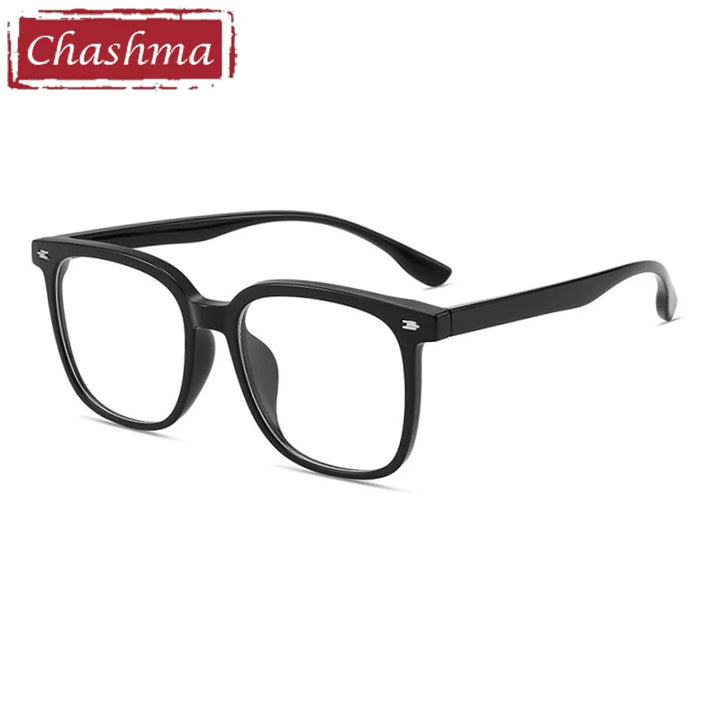 Chashma Ottica Unisex Full Rim Square Tr 90 Titanium Eyeglasses 9056 Full Rim Chashma Ottica Bright Black  