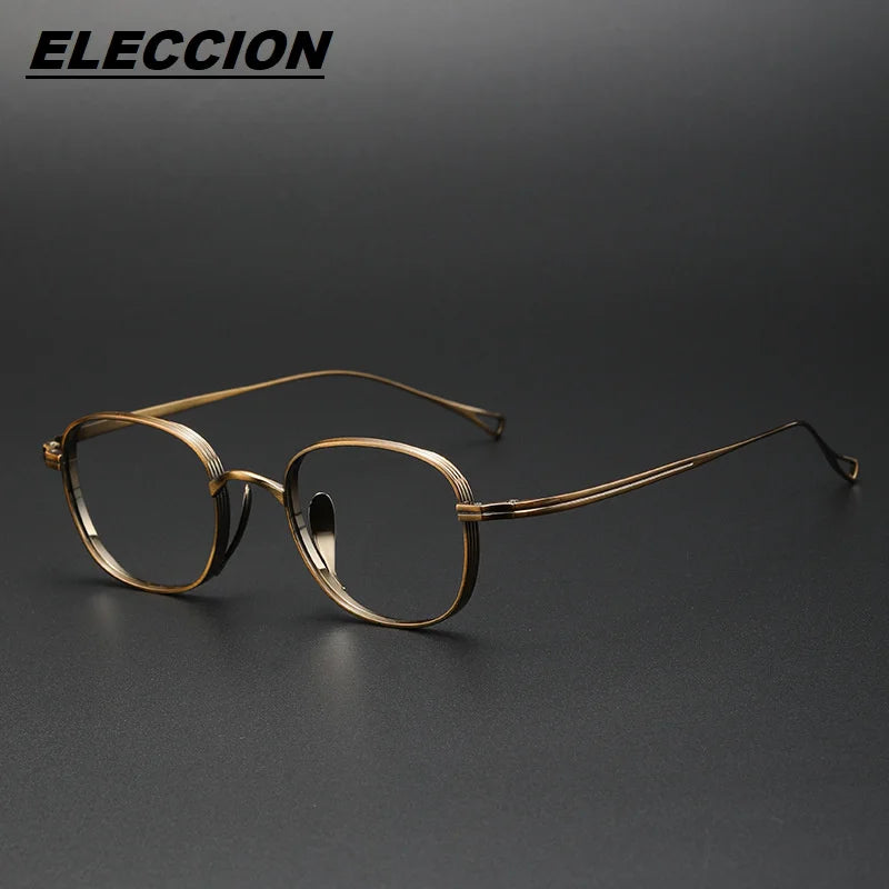 Eleccion Unisex Full Rim Square Titanium Eyeglasses 44114 Full Rim Eleccion Bronze CHINA