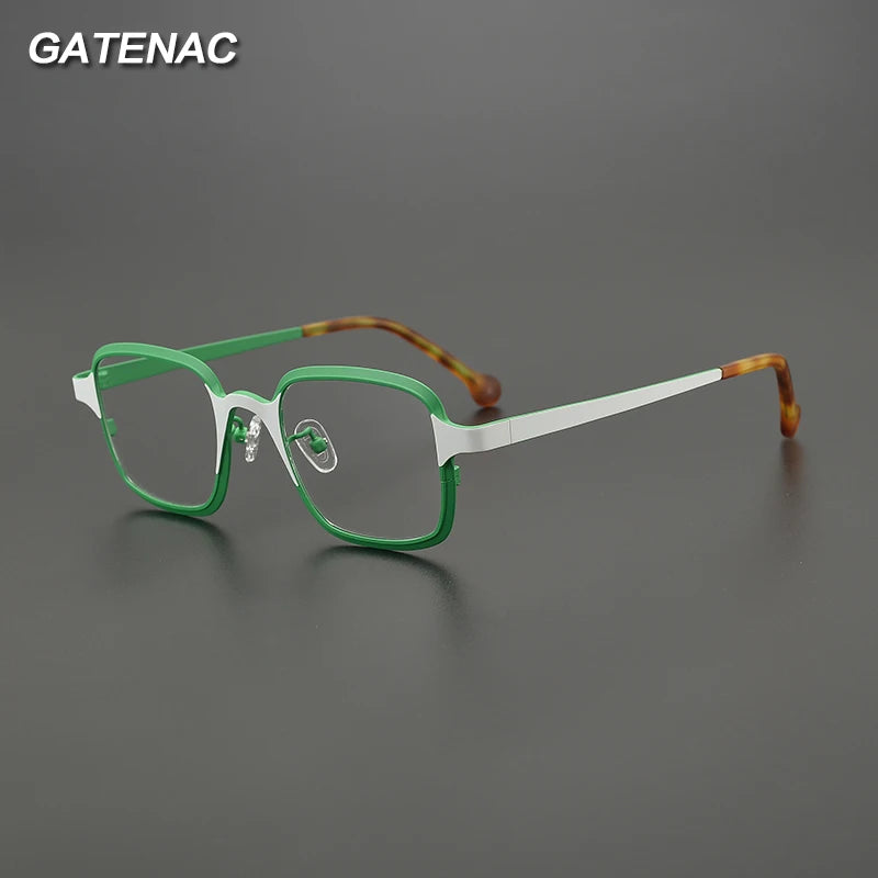 Gatenac Unisex Full Rim Square Titanium Eyeglasses Gxyj1504 Full Rim Gatenac   