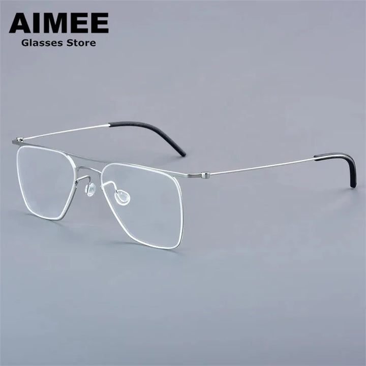 Aimee Women's Full Rim Square Double Bridge Brow Line Titanium Eyeglasses 55702