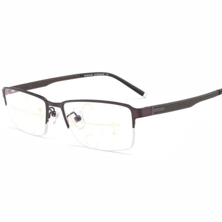 Hotochki Women's Semi Rim Square Alloy Eyeglasses 43095 Semi Rim Hotochki Brown