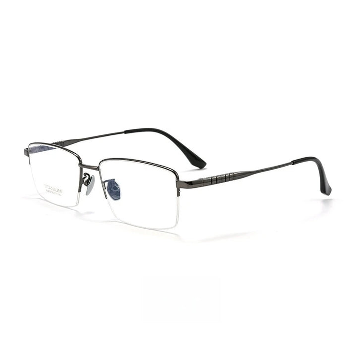 Yimaruili Men's Semi Rim Square Titanium Alloy Eyeglasses 80813