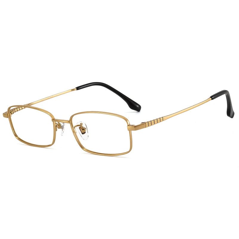 Bclear Unisex Full Rim Square Small Titanium Eyeglasses 86693 Full Rim Bclear Gold  