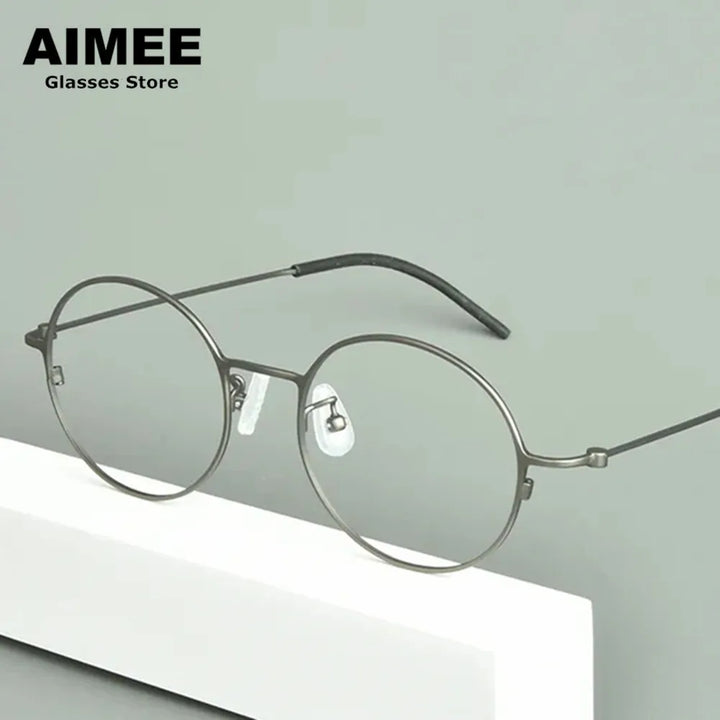 Aimee Unisex Full Rim Round Titanium Eyeglasses 14502 Full Rim Aimee   