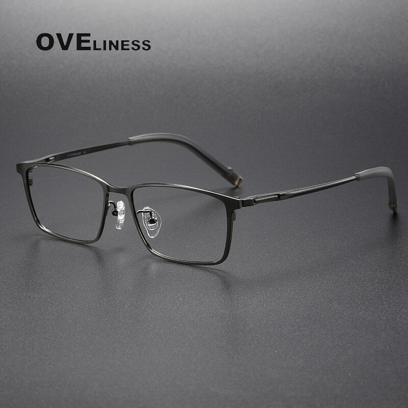 Oveliness Unisex Full Rim Square Titanium  Eyeglasses 80859 Full Rim Oveliness gun  