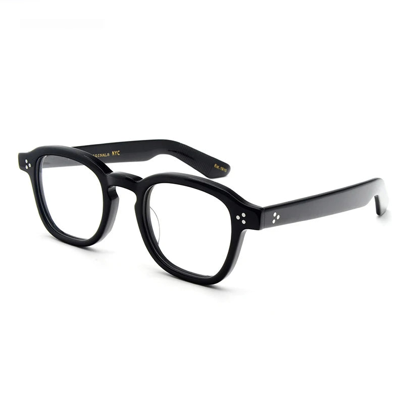 Black Mask Unisex Full Rim Square Acetate Eyeglasses 484023 Full Rim Black Mask Black  