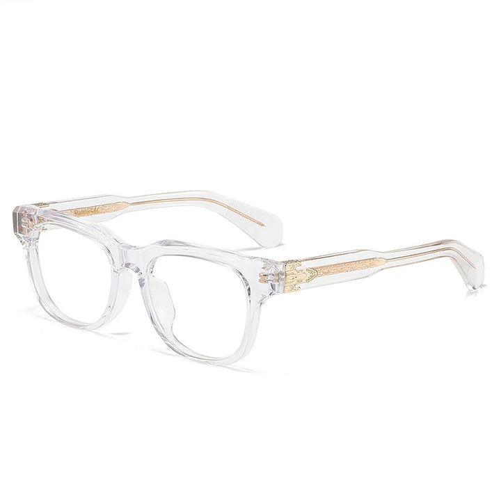 Black Mask Unisex Full Rim Square Thick Acetate Eyeglasses 30312 Full Rim Black Mask Crystal  