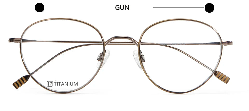 Esnbie Unisex Full Rim Round Oval Titanium Eyeglasses 22026 Full Rim Esnbie GUN  