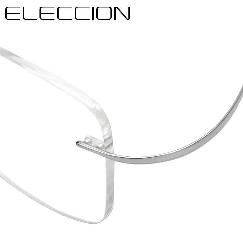 Eleccion Unisex Rimless Square Screwless Titanium Eyeglasses 16016 Rimless Eleccion