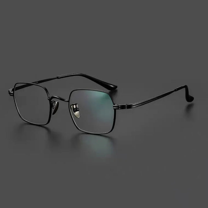 Muzz Men's Full Rim Square Titanium Eyeglasses M6801 Full Rim Muzz black