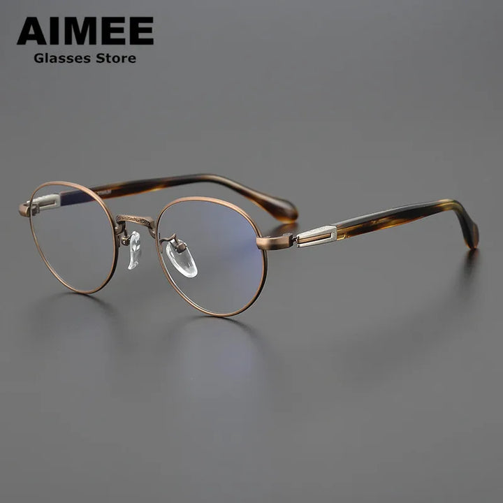 Aimee Unisex Full Rim Oval Round Titanium Acetate Eyeglasses 11144 Full Rim Aimee Tortoise-Bronze  