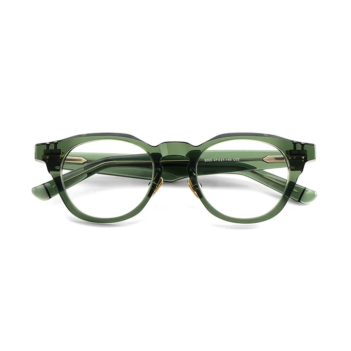 Black Mask Unisex Full Rim Round Acetate Titanium Eyeglasses 635005