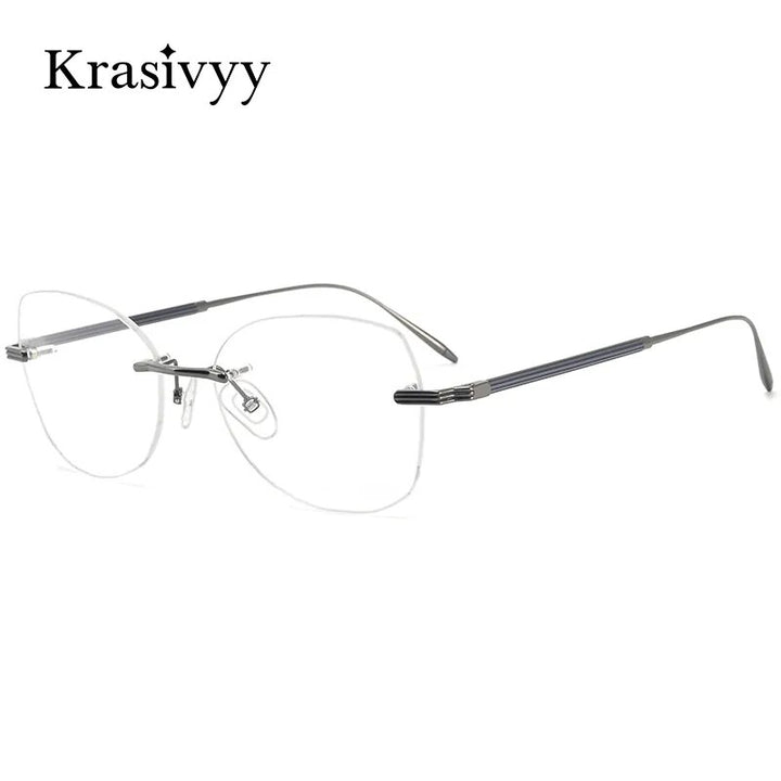 Krasivyy Women's Rimless Butterfly Titanium Eyeglasses Kr16083 Rimless Krasivyy   