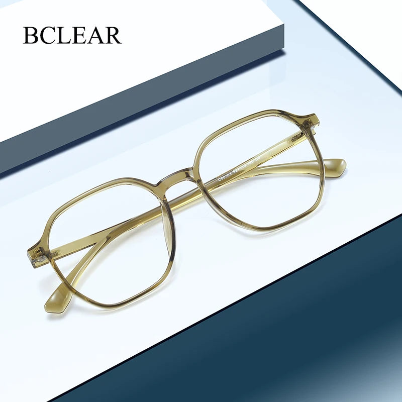 Bclear Unisex Full Rim Polygon Tr 90 Titanium Eyeglasses 90303 Full Rim Bclear   