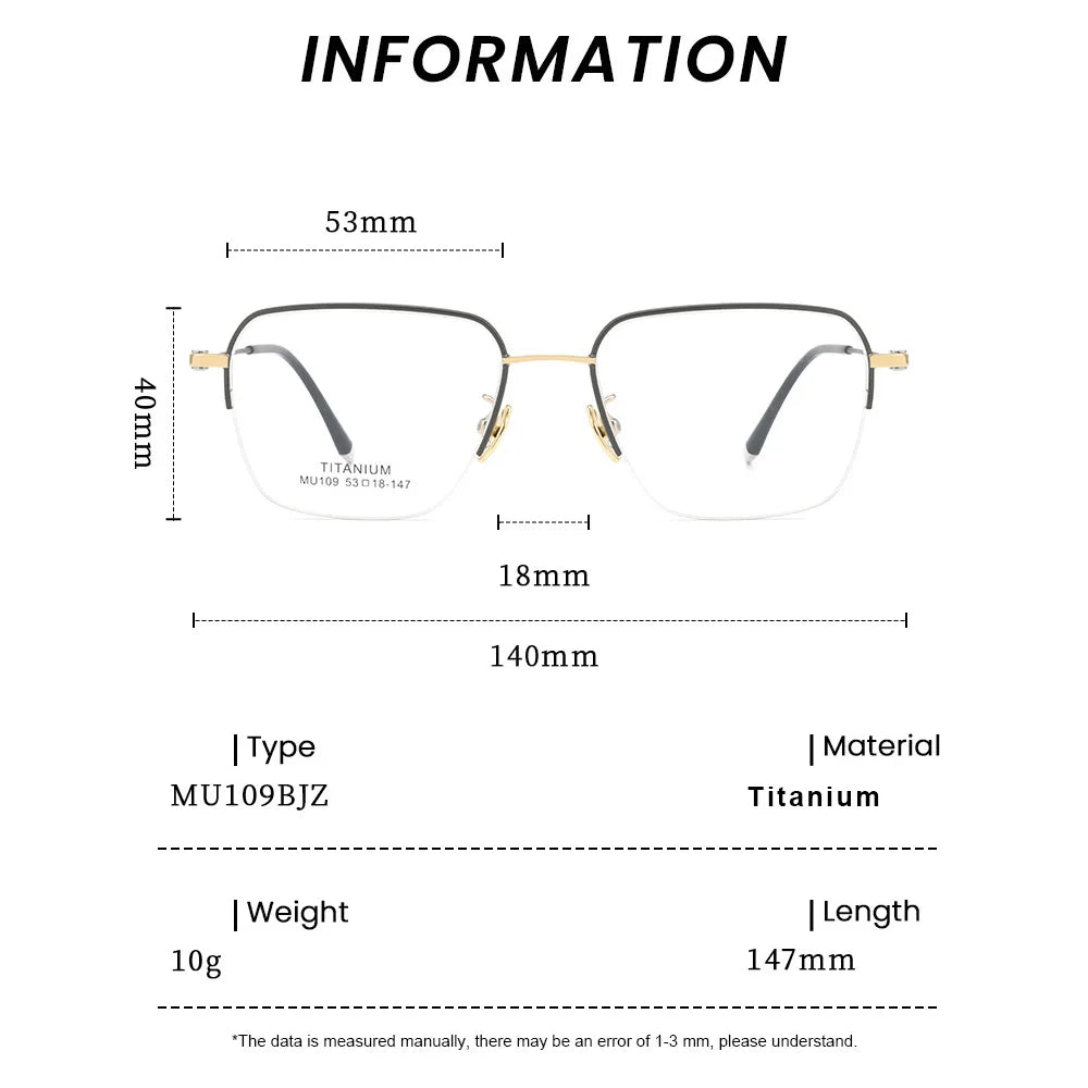 Gmei Optical MU109 men's square titanium prescription eyeglasses — view 2