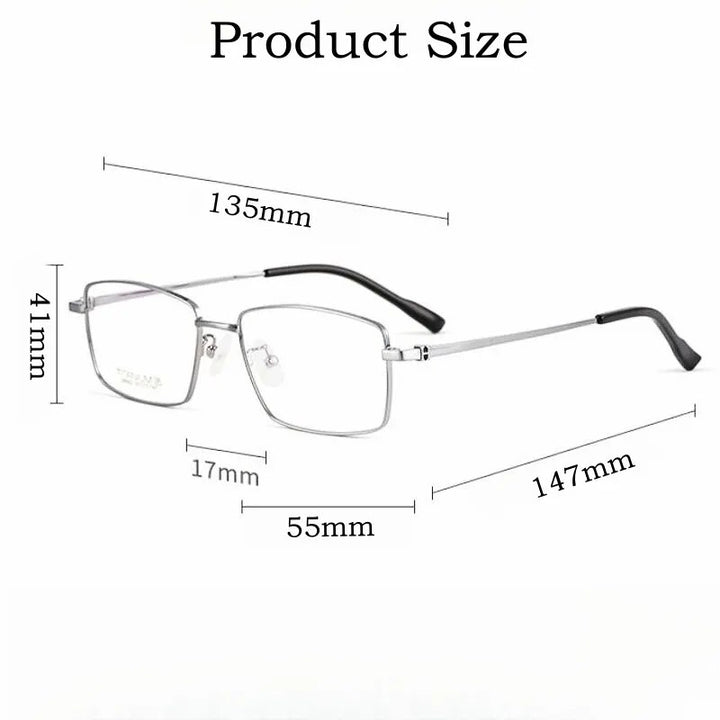 Yimaruili Men's Full Rim Small Square Titanium Alloy Eyeglasses 98662a Full Rim Yimaruili Eyeglasses   