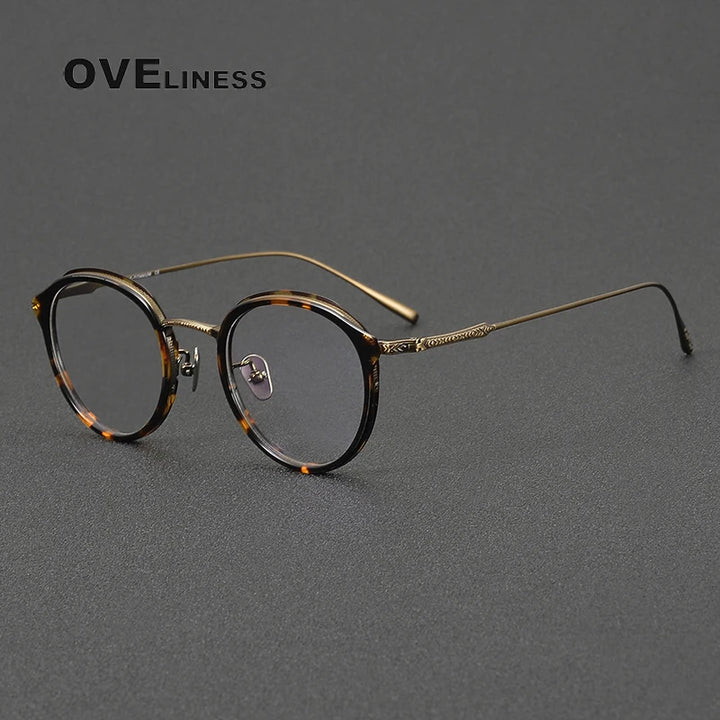 Oveliness Women's Full Rim Oval Acetate Titanium Eyeglasses 88114 Full Rim Oveliness tortoise bronze