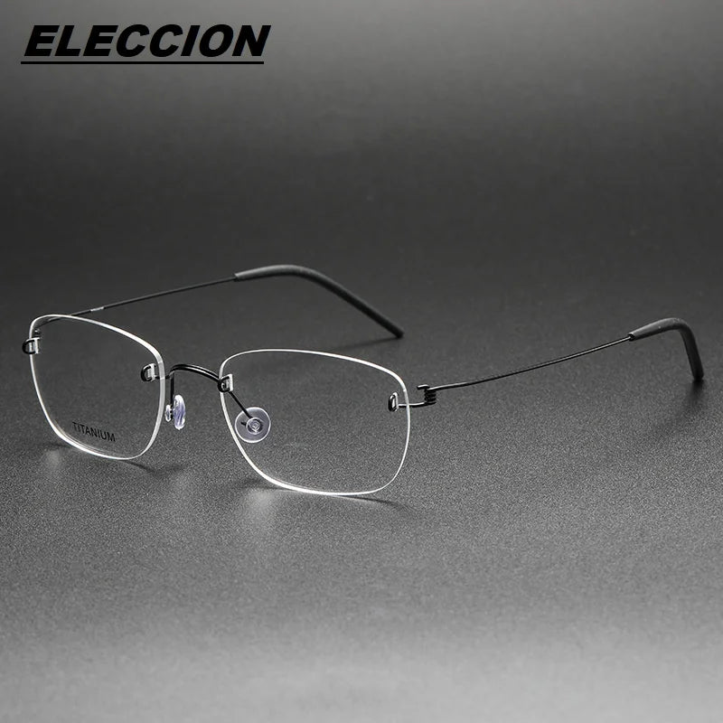 Eleccion Women's Rimless Oval Square Titanium Eyeglasses 2497