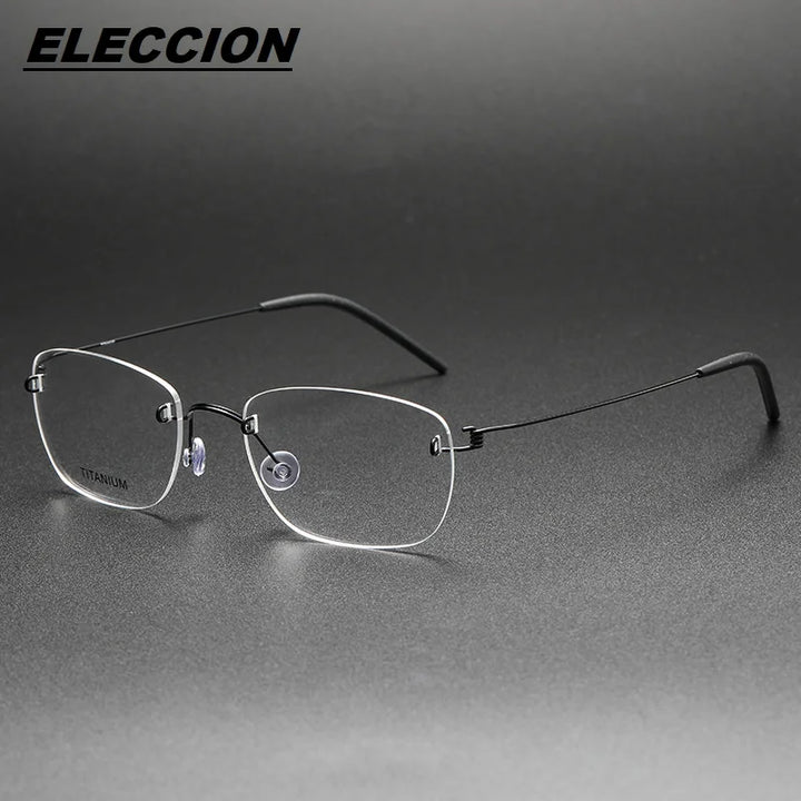 Eleccion Women's Rimless Oval Square Titanium Eyeglasses 2497