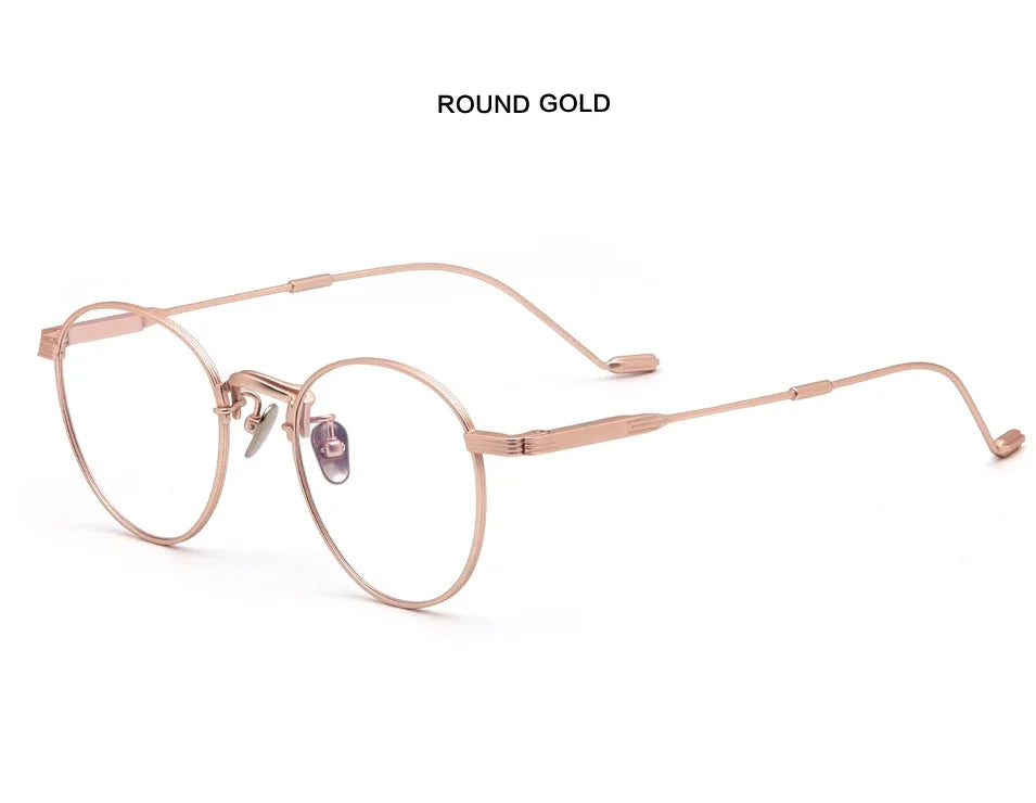 Aror Unisex Full Rim Round Or Square Titanium Eyeglasses 492122 Full Rim Aror Round Rose Gold