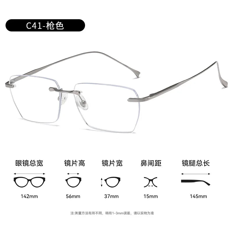 Bclear Unisex Rimless Flat Top Polygon Titanium Eyeglasses 696908