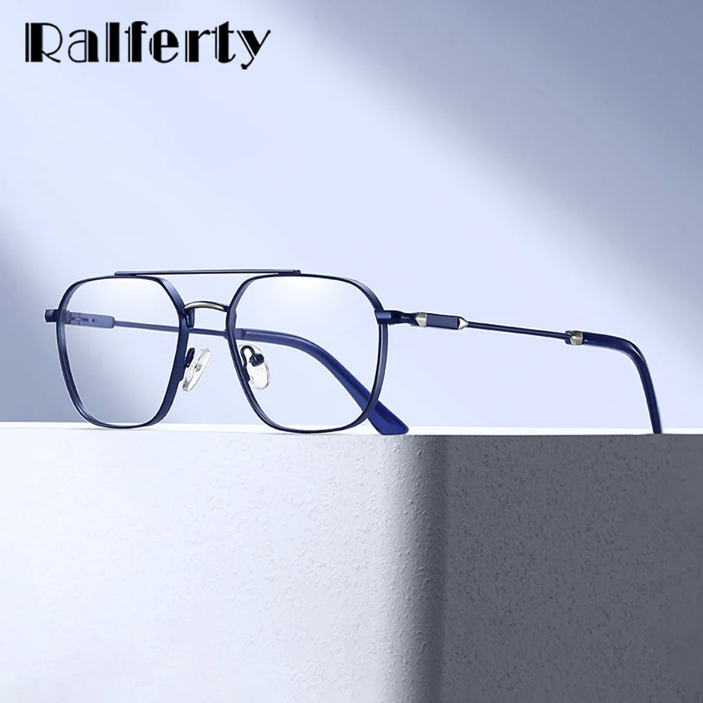 Ralferty Women's Full Rim Square Alloy Double Briddge Eyeglasses 891766