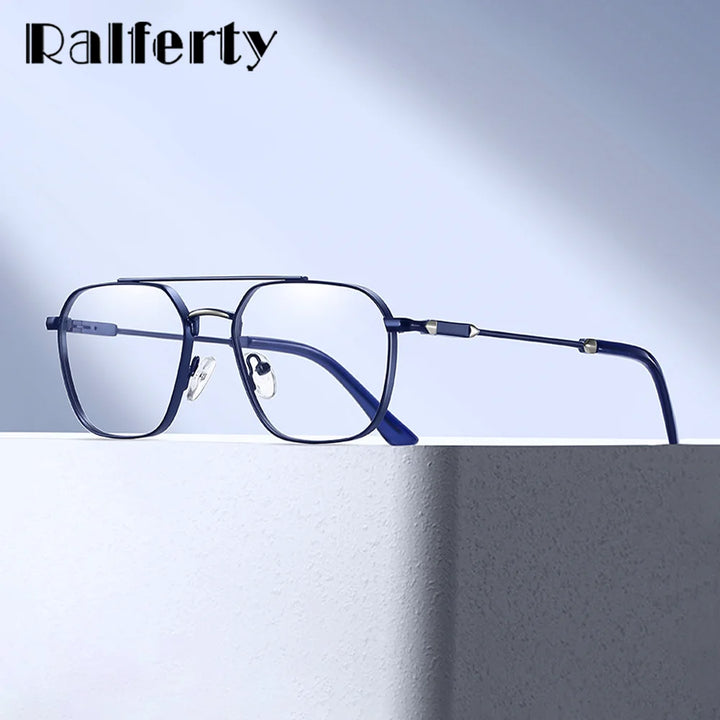Ralferty Women's Full Rim Square Alloy Double Briddge Eyeglasses 891766