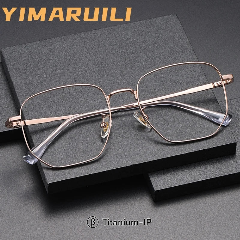 Yimaruili Unisex Full Rim Polygonal Pure Titanium Eyeglasses 122217 — view 1 | Yimaruili at FuzWeb