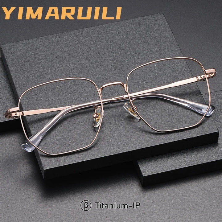 Yimaruili Unisex Full Rim Polygonal Pure Titanium Eyeglasses 122217 — view 1 | Yimaruili at FuzWeb