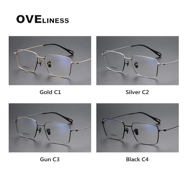 Oveliness Men's Full Rim Square Titanium Eyeglasses 80912 Full Rim Oveliness   