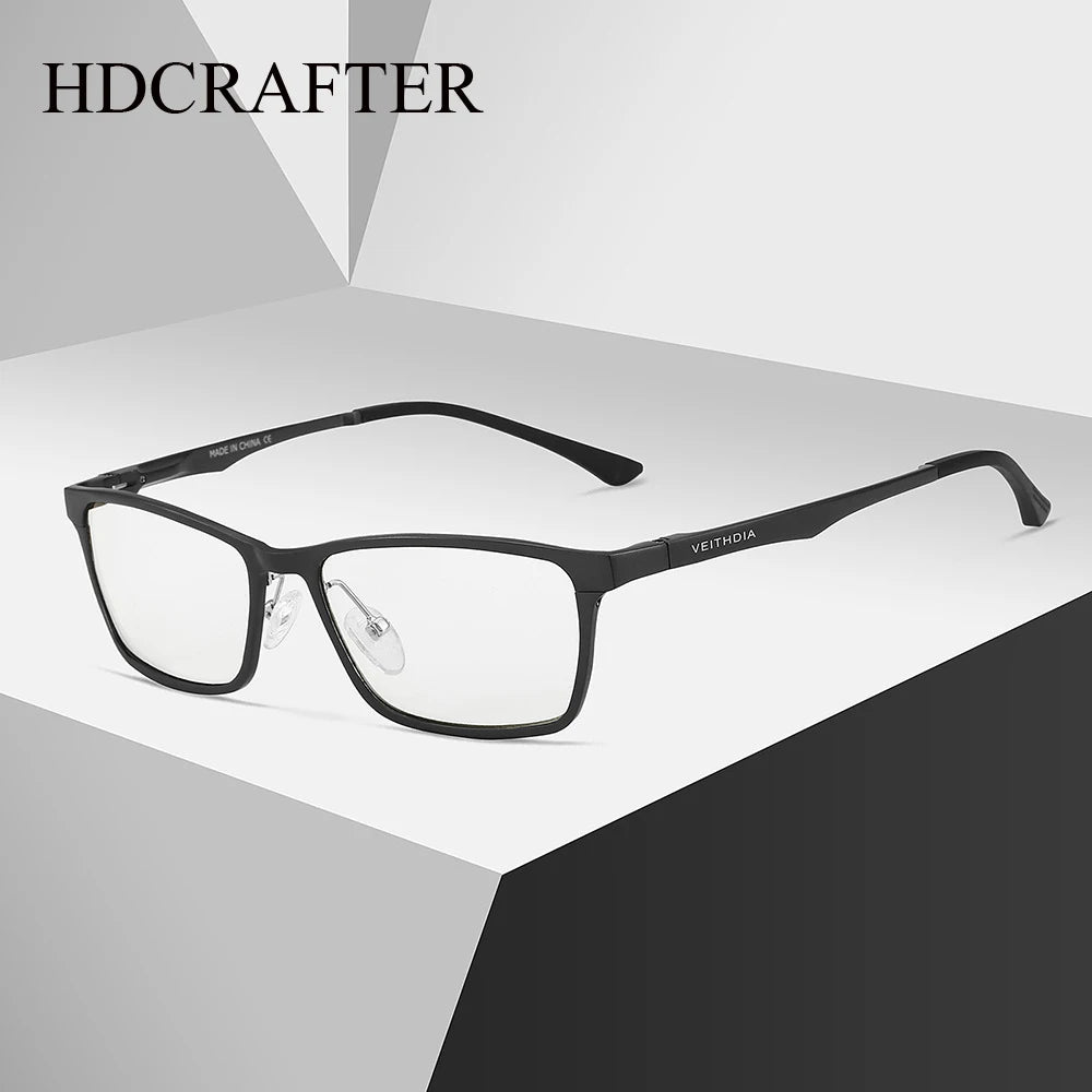 Hdcrafter Men's Full Rim Square Al Mg Alloy Tr 90 Eyeglasses 8706