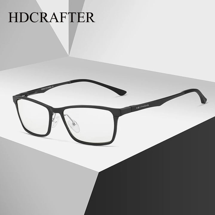 Hdcrafter Men's Full Rim Square Al Mg Alloy Tr 90 Eyeglasses 8706