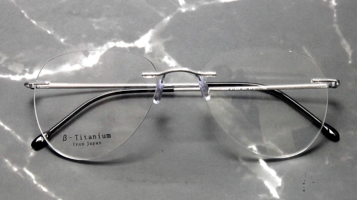 Esnbie Women's Rimless Flat Top Oval Titanium Eyeglasses 243209