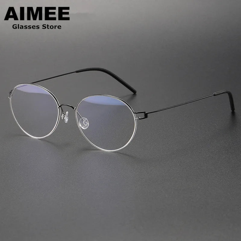 Aimee Unisex Full Rim Oval Round Screwless Titanium Eyeglasses 1318 Full Rim Aimee   