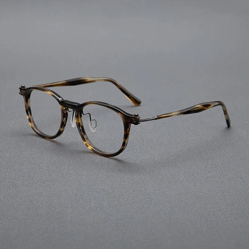 Black Mask Unisex Full Rim Square Acetate Eyeglasses 0265585 Full Rim Black Mask Tortoise-Yellow  