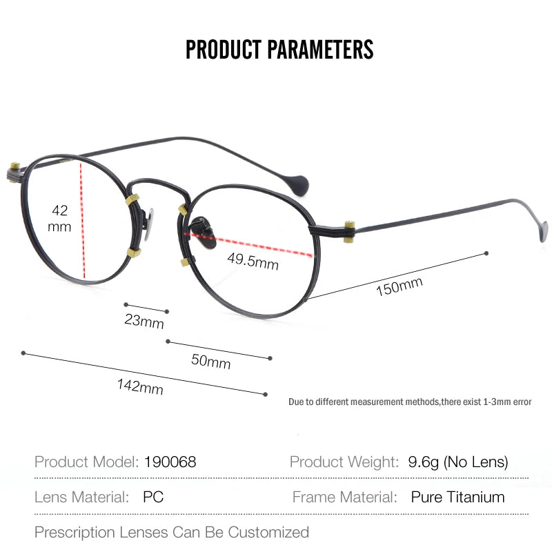 Muzz Unisex Full Rim Round Titanium Eyeglasses 190068