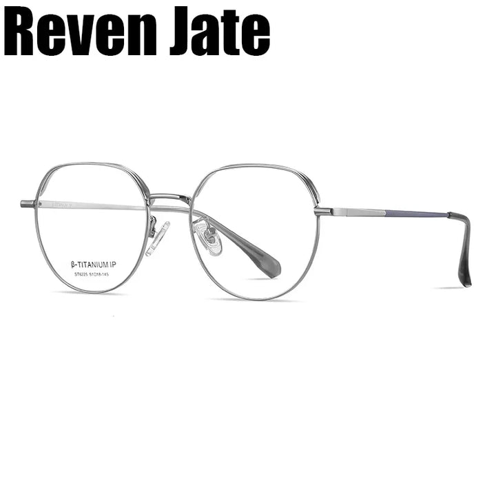 Reven Jate Women's Full Rim Flat Top Round Titanium Eyeglasses 6225 Full Rim Reven Jate   