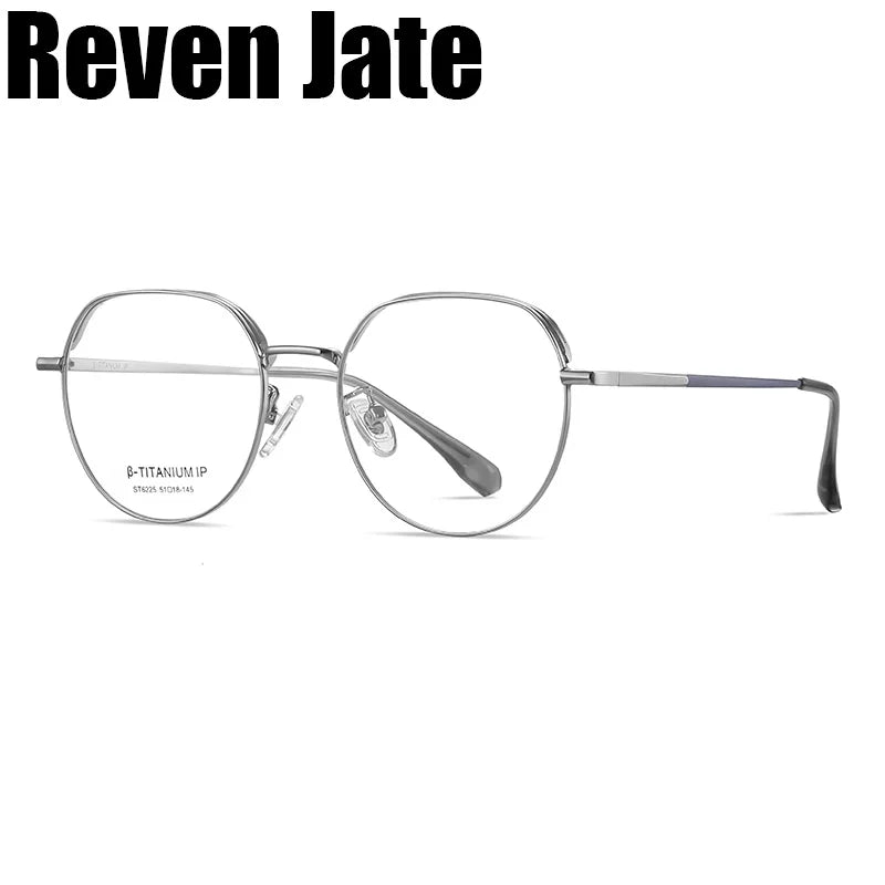 Reven Jate Women's Full Rim Flat Top Round Titanium Eyeglasses 6225 Full Rim Reven Jate   