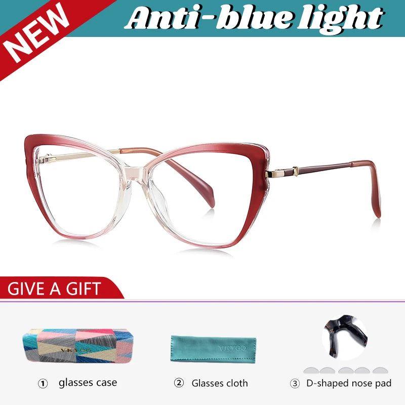 Vicky Women's Full Rim Oval Butterfly Tr 90 Alloy Reading Glasses 77236