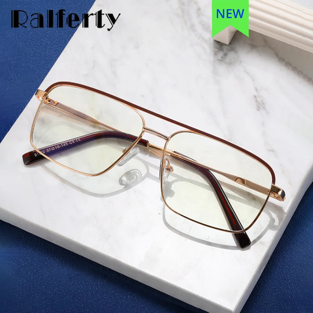 Ralferty Women's Full Rim Square Double Bridge Alloy Eyeglasses R91322 Full Rim Ralferty   