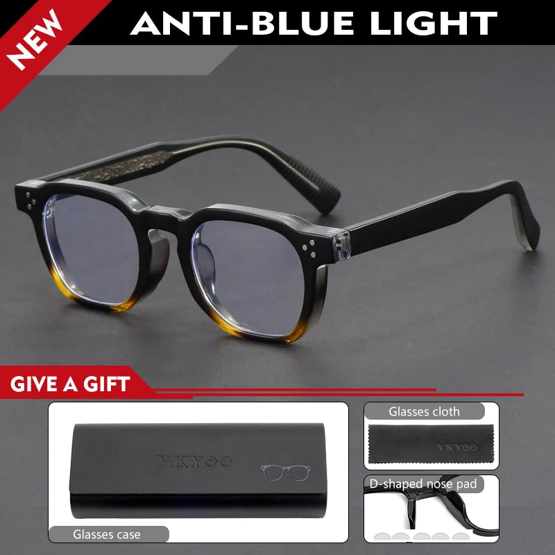 Vicky Unisex Full Rim Square Brow Line Acetate Reading Glasses 527499