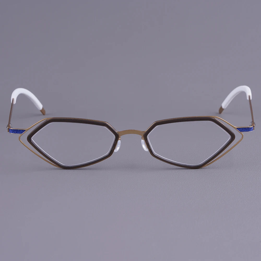 Bobbie Unisex Full Rim Geometric Titanium Eyeglasses V339-R-D