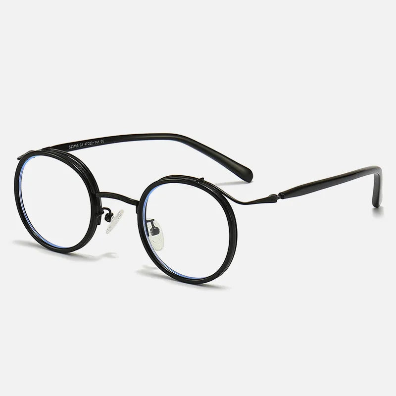 Kocolior Unisex Full Rim Round Acetate Alloy Hyperopic Reading Glasses 22105 Reading Glasses Kocolior Black 0 