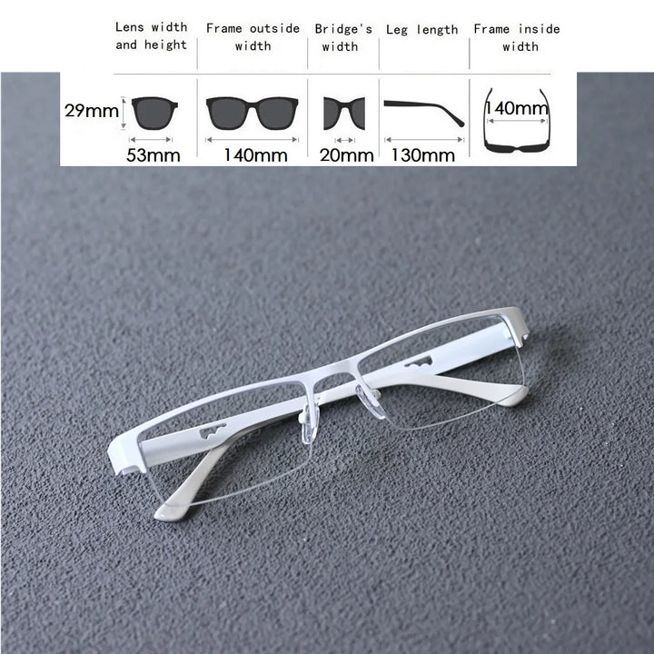 Cubojue Unisex Semi Rim Rectangle Alloy Reading Glasses 6449 Reading Glasses Cubojue   